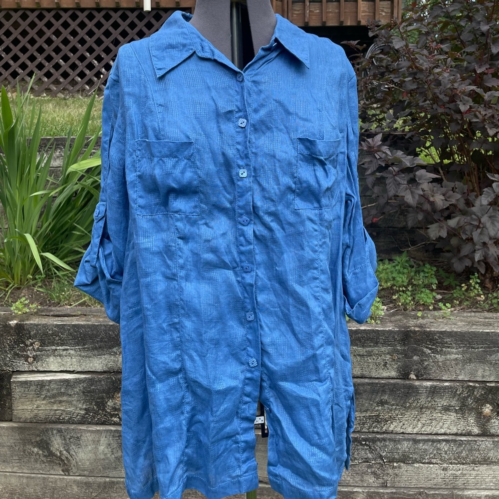 Coldwater Creek Size 2X Blue Button Down Longsleeve